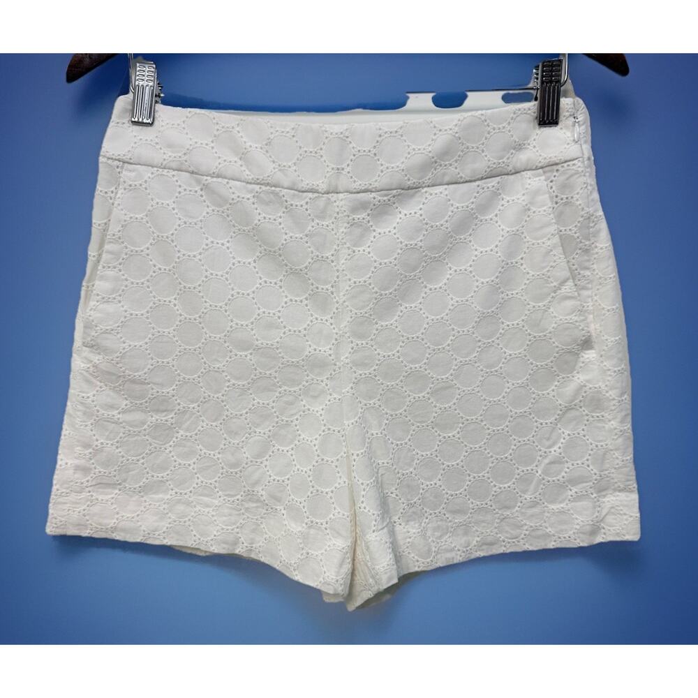 J. Crew 3” Women’s White Mid Rise Eyelet Shorts Cotton 29x4 Sz 4 Preppy Coastal
